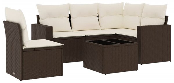 VidaXL 6 részes barna polyrattan kerti ülőgarnitúra párnával
