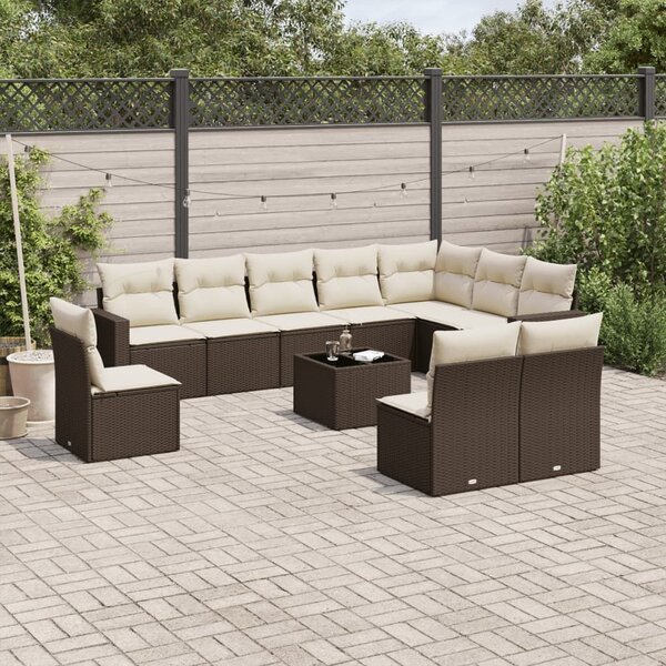 VidaXL 11 részes barna polyrattan kerti ülőgarnitúra párnákkal