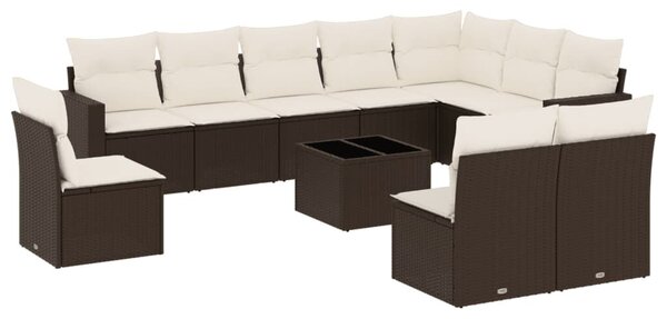 VidaXL 11 részes barna polyrattan kerti ülőgarnitúra párnákkal