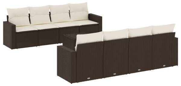 VidaXL 9 részes barna polyrattan kerti ülőgarnitúra párnákkal