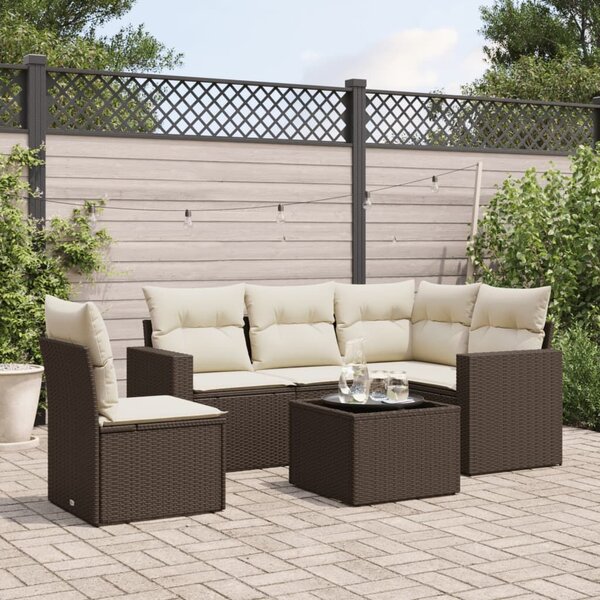 VidaXL 6 részes barna polyrattan kerti ülőgarnitúra párnával