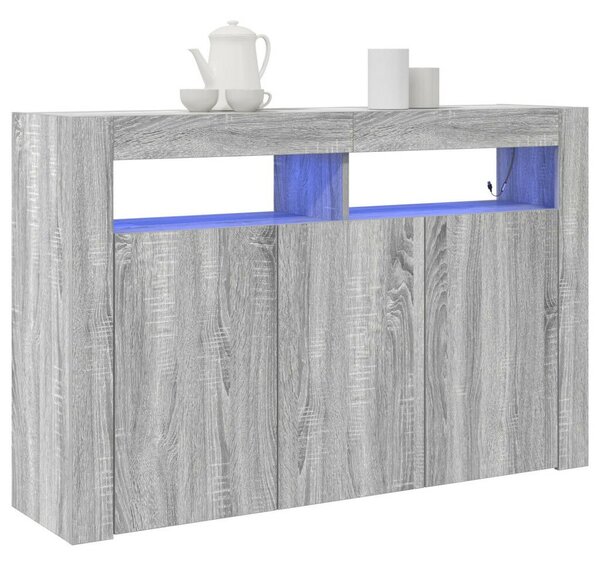 Oldalszekrény Szürke sonoma Műszaki fa 116 x 30 x 75 cm