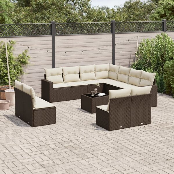 VidaXL 12 részes barna polyrattan kerti ülőgarnitúra párnákkal