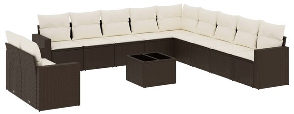 VidaXL 12 részes barna polyrattan kerti ülőgarnitúra párnákkal