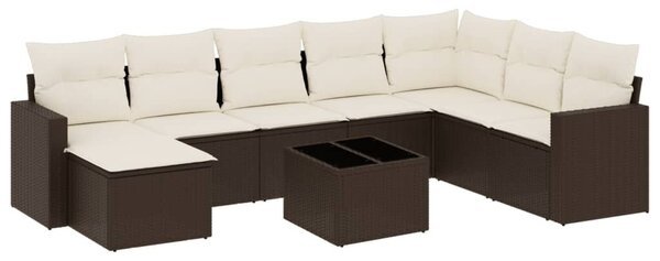 VidaXL 9 részes barna polyrattan kerti ülőgarnitúra párnákkal