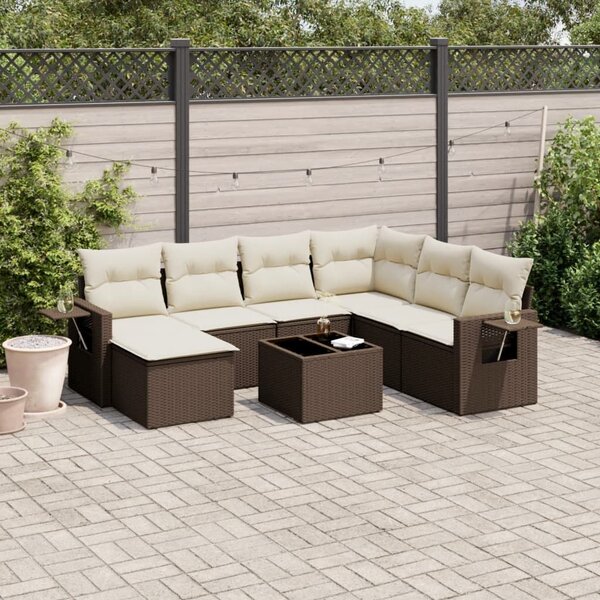 VidaXL 8 részes barna polyrattan kerti ülőgarnitúra párnákkal
