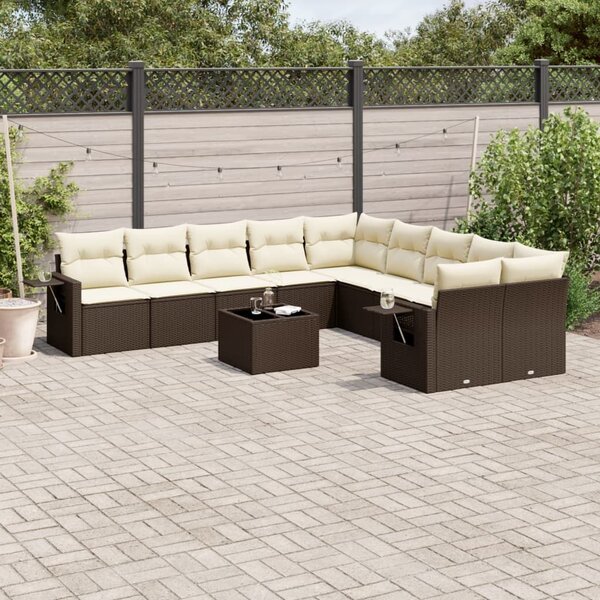 VidaXL 11 részes barna polyrattan kerti ülőgarnitúra párnákkal