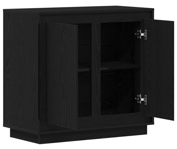 Oldalszekrény Fekete Tölgy 80x34x75 cm Műszaki Fa