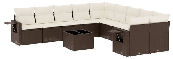 VidaXL 11 részes barna polyrattan kerti ülőgarnitúra párnákkal