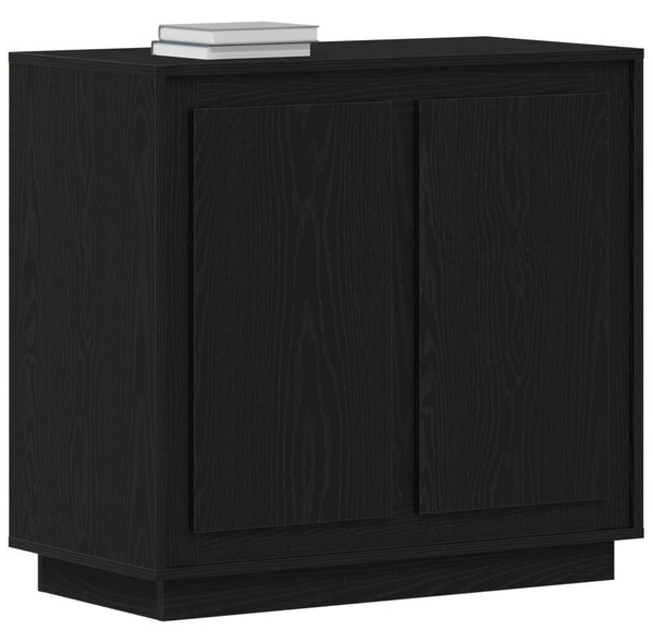 Oldalszekrény Fekete Tölgy 80x34x75 cm Műszaki Fa