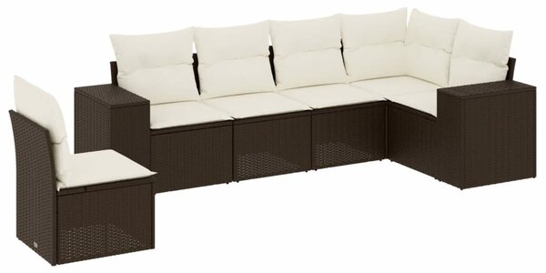 VidaXL 6 részes barna polyrattan kerti ülőgarnitúra párnával