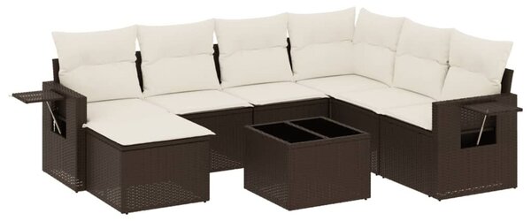 VidaXL 8 részes barna polyrattan kerti ülőgarnitúra párnákkal