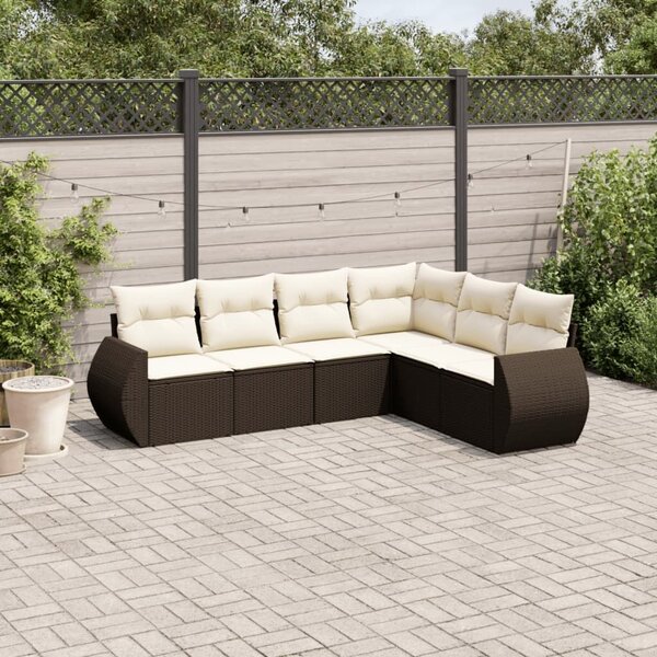 VidaXL 6 részes barna polyrattan kerti ülőgarnitúra párnával