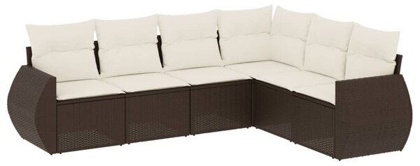 VidaXL 6 részes barna polyrattan kerti ülőgarnitúra párnával