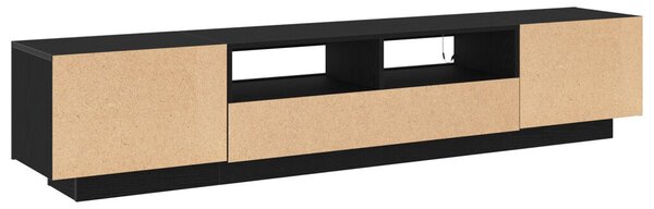 TV állvány LED világítással - Fekete tölgy, 200x35x40 cm, műszakilag megmunkált fa