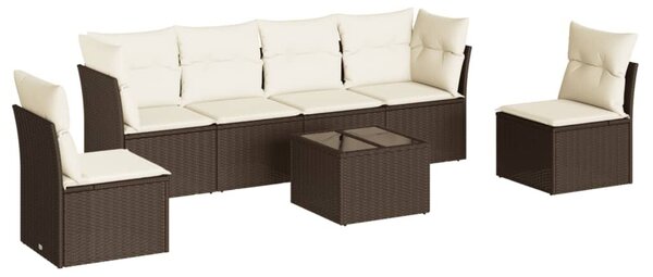VidaXL 7 részes barna polyrattan kerti ülőgarnitúra párnákkal