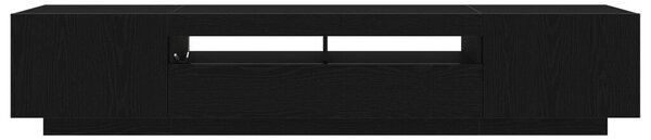 TV állvány LED világítással - Fekete tölgy, 200x35x40 cm, műszakilag megmunkált fa