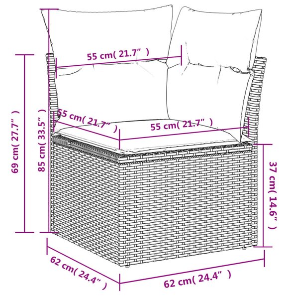 VidaXL 5 részes barna polyrattan kerti ülőgarnitúra párnával