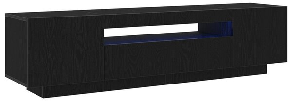 TV szekrény LED fényekkel, fekete tölgy, 160x35x40 cm, műgyanta