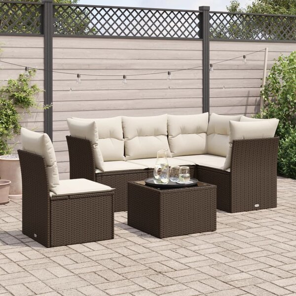 VidaXL 6 részes barna polyrattan kerti ülőgarnitúra párnával