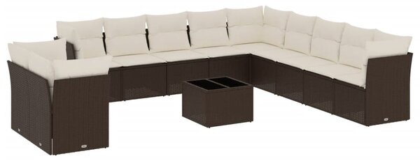 VidaXL 12 részes barna polyrattan kerti ülőgarnitúra párnákkal