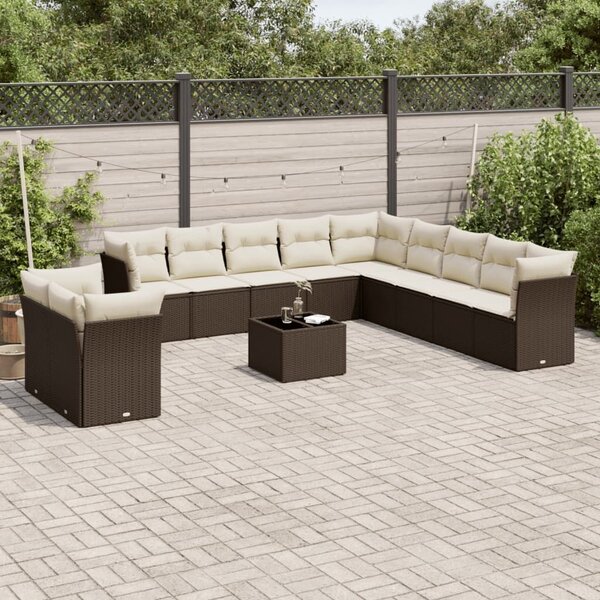 VidaXL 12 részes barna polyrattan kerti ülőgarnitúra párnákkal
