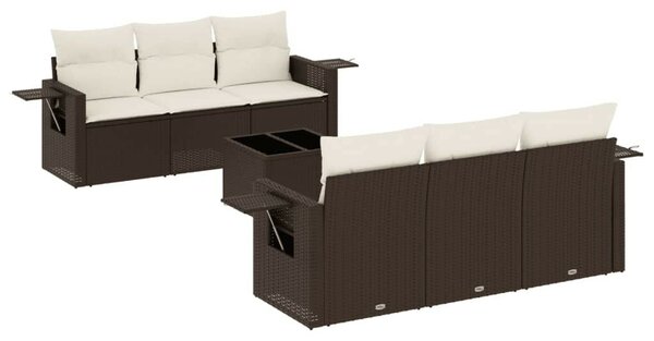 VidaXL 7 részes barna polyrattan kerti ülőgarnitúra párnákkal