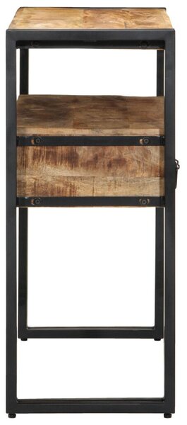 Végasztalok Fekete 90x33x75 cm Tömör Mangófából és Fémből