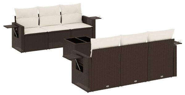 VidaXL 7 részes barna polyrattan kerti ülőgarnitúra párnákkal