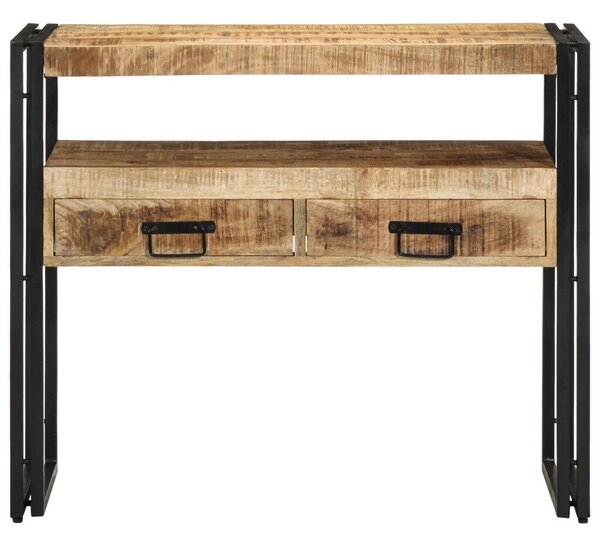 Végasztalok Fekete 90x33x75 cm Tömör Mangófából és Fémből