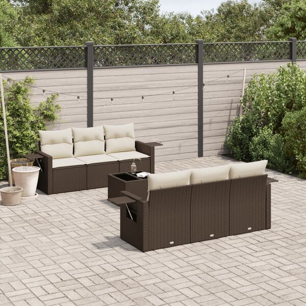VidaXL 7 részes barna polyrattan kerti ülőgarnitúra párnákkal