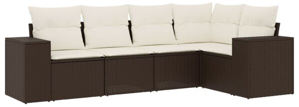 VidaXL 5 részes barna polyrattan kerti ülőgarnitúra párnával