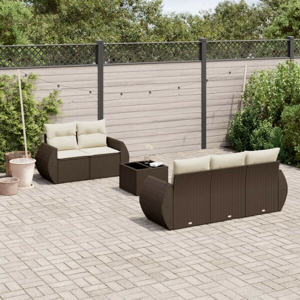 VidaXL 6 részes barna polyrattan kerti ülőgarnitúra párnával