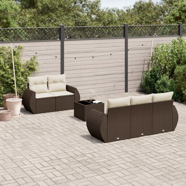 VidaXL 6 részes barna polyrattan kerti ülőgarnitúra párnával