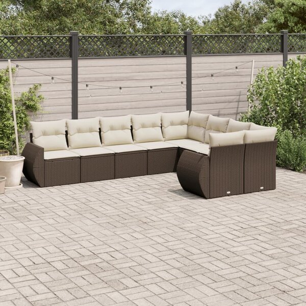 VidaXL 9 részes barna polyrattan kerti ülőgarnitúra párnákkal