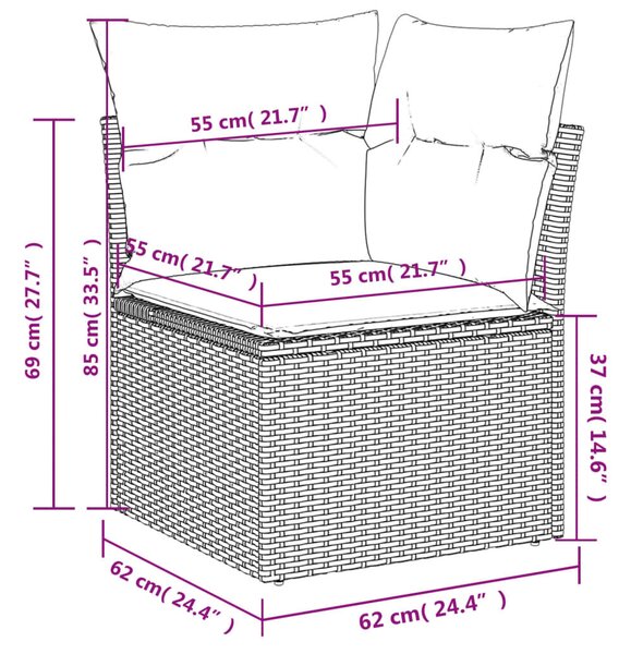 VidaXL 9 részes barna polyrattan kerti ülőgarnitúra párnákkal