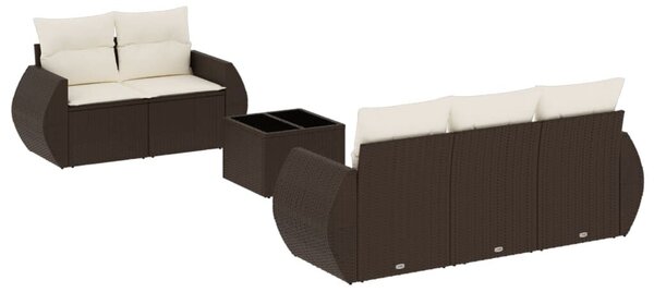 VidaXL 6 részes barna polyrattan kerti ülőgarnitúra párnával