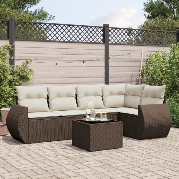 VidaXL 6 részes barna polyrattan kerti ülőgarnitúra párnával