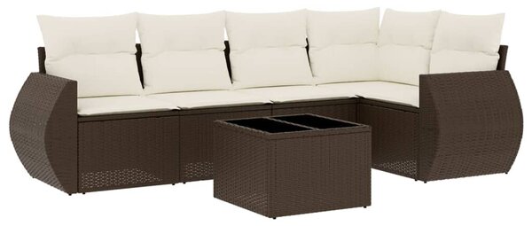 VidaXL 6 részes barna polyrattan kerti ülőgarnitúra párnával