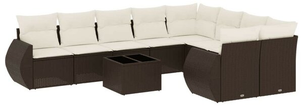 VidaXL 10 részes barna polyrattan kerti ülőgarnitúra párnákkal