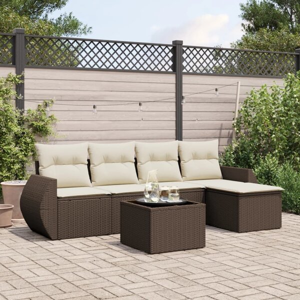 VidaXL 6 részes barna polyrattan kerti ülőgarnitúra párnával