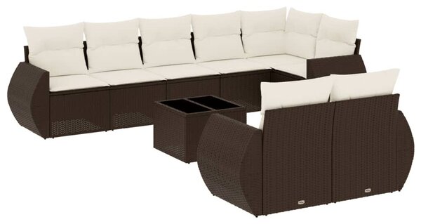 VidaXL 9 részes barna polyrattan kerti ülőgarnitúra párnákkal