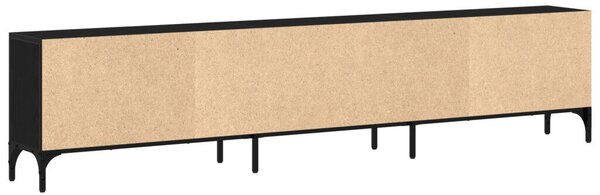 TV Szekrény Fiókkal Fekete Tölgy 200x25x44 cm Egyesített Fa