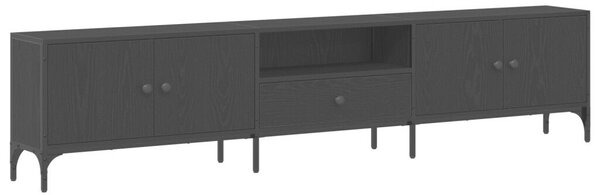 TV Szekrény Fiókkal Fekete Tölgy 200x25x44 cm Egyesített Fa