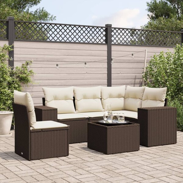 VidaXL 6 részes barna polyrattan kerti ülőgarnitúra párnával