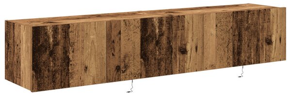 LED-es világítással ellátott TV faliszekrények 2 db Régi fa 80x35x31 cm