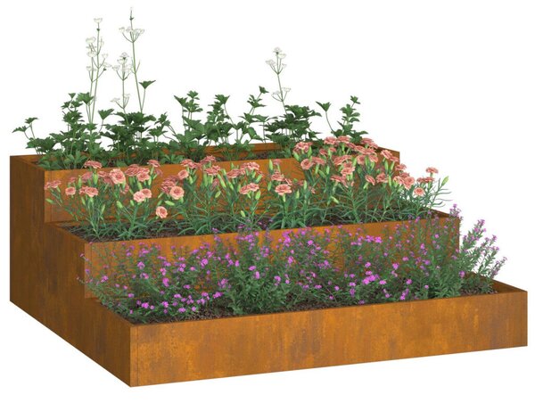 Kerti virágtartó 3-szintes 90x90x35 cm Időjárásálló acél