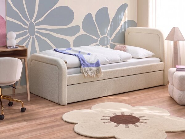 Kihúzható heverő Buklé RAYSSAC 90 x 200 cm Világosbézs