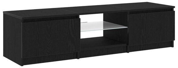 TV Szekrény LED Fénnyel, Fekete Tölgy, 140x40x35,5 cm, Fa Műanyag
