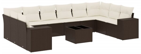 VidaXL 11 részes barna polyrattan kerti ülőgarnitúra párnákkal